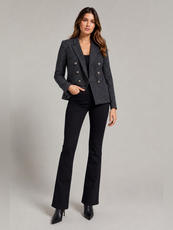 L'AGENCE Jackets & Blazers - L'AGENCE Dark Shadow Silver Lurex Kenzie Metalic Knit Double Breasted Blazer NWT